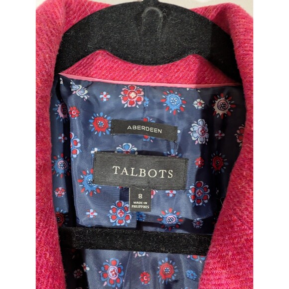Talbots Women Pink Aberdeen Tweed Wool Blend Blazer Sz 8 Old Money Mature Office - Picture 6 of 8